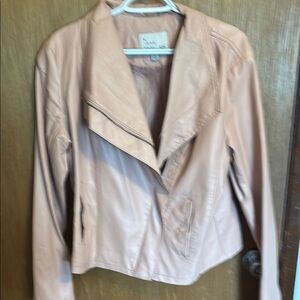 Dana Buchman peach color Leather Jacket Asymmetrical Design